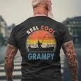 Reel Cool Grampy Fathers Day Gift For Fishing Dad Mens Back Print T-shirt Gifts for Old Men