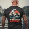 Retro Bonus Dadsaurus Rex Funny Bonus Dad Saurus Dinosaur Mens Back Print T-shirt Gifts for Old Men
