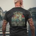Retro Dad Level Unlocked Est 2023 - New Dad Men's T-shirt Back Print Gifts for Old Men