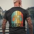 Retro Gamer Video Games Player For Game Player Gamer Dad Men's T-shirt Back Print Gifts for Old Men