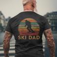Mens Retro Ski Dad Sunset Winter Skiing Daddy Father Skier Men's T-shirt Back Print Gifts for Old Men