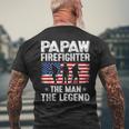 Retro Us Flag Fathers Day Papaw Firefighter The Legend Gift For Mens Mens Back Print T-shirt Gifts for Old Men