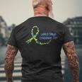 Ribbon World Down Syndrome Day V2 Men's Back Print T-shirt Gifts for Old Men