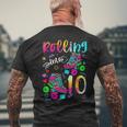 Rolling Into 10Th Birthday Leopard Roller Skates 10 Yrs Old Men's T-shirt Back Print Gifts for Old Men