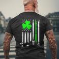 Shamrock Irish American Flag Firefighter St Patricks Day Men's T-shirt Back Print Gifts for Old Men