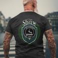 Shaw Clan Crest | Scottish Clan Shaw Family Crest Badge Mens Back Print T-shirt Gifts for Old Men