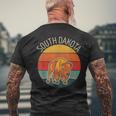 South Dakota Badlands Road Trip Buffalo Bison Vintage Mens Back Print T-shirt Gifts for Old Men