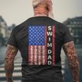 Mens Swim Dad American Flag Swimmer Fathers Day Men's T-shirt Back Print Gifts for Old Men