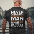 Tennis Old Man With Racquet Men Dad Grandpa Men's Back Print T-shirt Gifts for Old Men