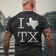 Texas Vintage I Love Heart Tx Texas Men's T-shirt Back Print Gifts for Old Men