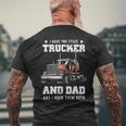 Trucker And Dad Quote Semi Truck Driver Mechanic Funny Mens Back Print T-shirt Gifts for Old Men