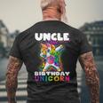 Uncle Of Birthday Unicorn Dabbing Unicorn Matching Family Mens Back Print T-shirt Gifts for Old Men