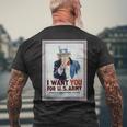 Uncle Sam I Want You For Us Army Vintage Poster Mens Back Print T-shirt Gifts for Old Men