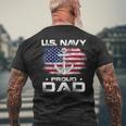 US Navy Proud Dad With American Flag Veteran Day Men's T-shirt Back Print Gifts for Old Men