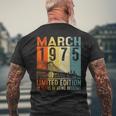 Vintage 1975 48 Yrs Old Made In March 1975 48Th Birthday Men's Back Print T-shirt Gifts for Old Men