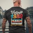 Vintage 1980 Wedding Anniversary Born In 1980 Birthday Party Men's T-shirt Back Print Gifts for Old Men