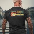 Vintage 1989 Birthday Guitar Lovers 34Th Birthday Men's Back Print T-shirt Gifts for Old Men