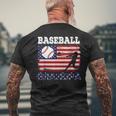 Vintage American Flag Baseball Grandpa Costume Player Coach Mens Back Print T-shirt Gifts for Old Men