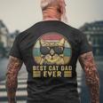 Vintage Best Cat Dad Ever Bump Fit Fathers Day Men's T-shirt Back Print Gifts for Old Men