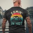 Vintage Comin In Hot Pontoon Boat Boating Dad Fathers Day Men's T-shirt Back Print Gifts for Old Men