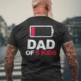 Vintage Dad Of 5 Kids Battery Low Dad Fathers Day Men's T-shirt Back Print Gifts for Old Men