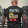 Mens Vintage Husband Dad Engineer Legend Retro Men's T-shirt Back Print Gifts for Old Men