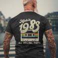 Vintage Made In 1983 Original Parts 40Th Birthday Men's Back Print T-shirt Gifts for Old Men