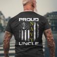 Vintage Proud Navy Uncle With American Flag Gift Mens Back Print T-shirt Gifts for Old Men