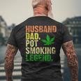 Vintage Retro Husband Dad Pot Smoking Weed Legend Men's T-shirt Back Print Gifts for Old Men