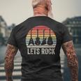 Vintage Retro Lets Rock Rock And Roll Guitar Music Men's Back Print T-shirt Gifts for Old Men