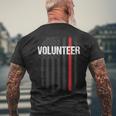Volunr Fire Fighter Thin Red Line Flag Family Men's T-shirt Back Print Gifts for Old Men