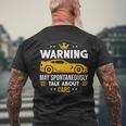 Warning May Spontaneously Start Talking About Cars Mechanic Mens Back Print T-shirt Gifts for Old Men