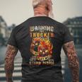 Warning This Trucker Does Not Play Well With Stupid People Men's T-shirt Back Print Gifts for Old Men