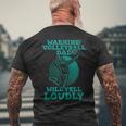 Warning Volleyball Dad Will Yell Loudly Gift For Mens Mens Back Print T-shirt Gifts for Old Men