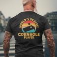 World Okayest Cornhole Player Funny Cornhole Mens Back Print T-shirt Gifts for Old Men