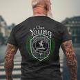 Young Clan Crest | Scottish Clan Young Family Crest Badge Mens Back Print T-shirt Gifts for Old Men