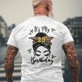29Th Birthday Decorations Girl Messy Bun 29 Years Old Bday Men's Back Print T-shirt Gifts for Old Men
