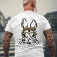 Cute Bunny Wearing Glasses Leopard Easter Day Men's T-shirt Back Print Gifts for Old Men