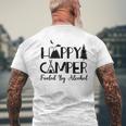 Happy Camper Fueled By Alcohol Camping Drinking Party Men's Back Print T-shirt Gifts for Old Men