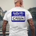 Hello I Am The Brides Cousin Wedding Name Badge Mens Back Print T-shirt Gifts for Old Men