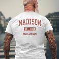 Madison Wisconsin Wi Vintage Athletic Sports Men's Back Print T-shirt Gifts for Old Men