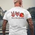 Peace Love Strawberry Cute Strawberry Festival Fruit Lover Men's T-shirt Back Print Gifts for Old Men