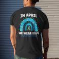 In April We Wear Blue Rainbow Autism Awareness Month Be Kind Men's Back Print T-shirt Gifts for Him