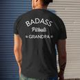 Badass Pitbull Grandpa I Love My Dog Men's Crewneck Short Sleeve Back Print T-shirt Gifts for Him