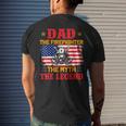 Dad The Firefighter The Myth The Legend American Flag Mens Back Print T-shirt Gifts for Him
