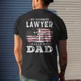Mens My Favorite Lawyer Calls Me Dad Usa Flag Dad Father Men's T-shirt Back Print Gifts for Him