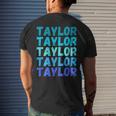 First Name Taylor - Colorful Modern Repeated Text Retro Men's Back Print T-shirt Gifts for Him