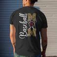 Leopard Baseball Softball Mom Mom Life Men's Back Print T-shirt Gifts for Him