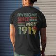 May 1919Shirt 100 Years Old 100Th Birthday Decorations Men's Back Print T-shirt Gifts for Him