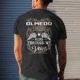 Olmedo Name Gift Olmedo Blood Runs Through My Veins Mens Back Print T-shirt Gifts for Him